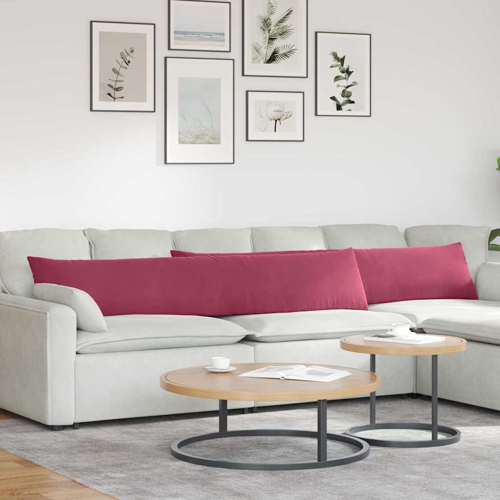 Sofakuddar 2 st Vinröd 200 x 40 cm Kordread tyg