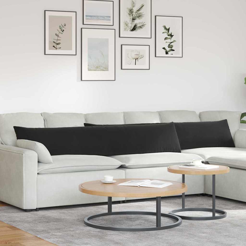Sofakuddar 2 st Svart 200 x 40 cm Kordread tyg