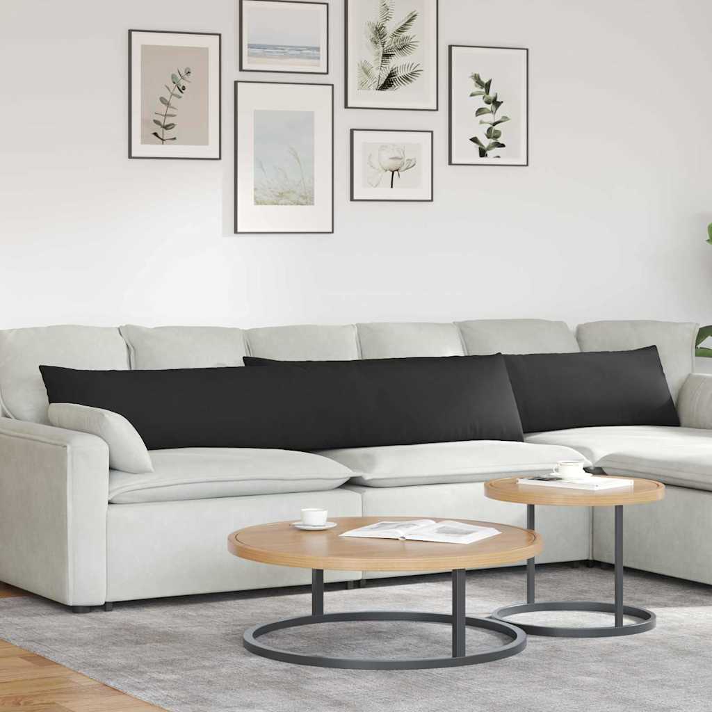 Sofakuddar 2 st tyg Svart 200 x 40 cm