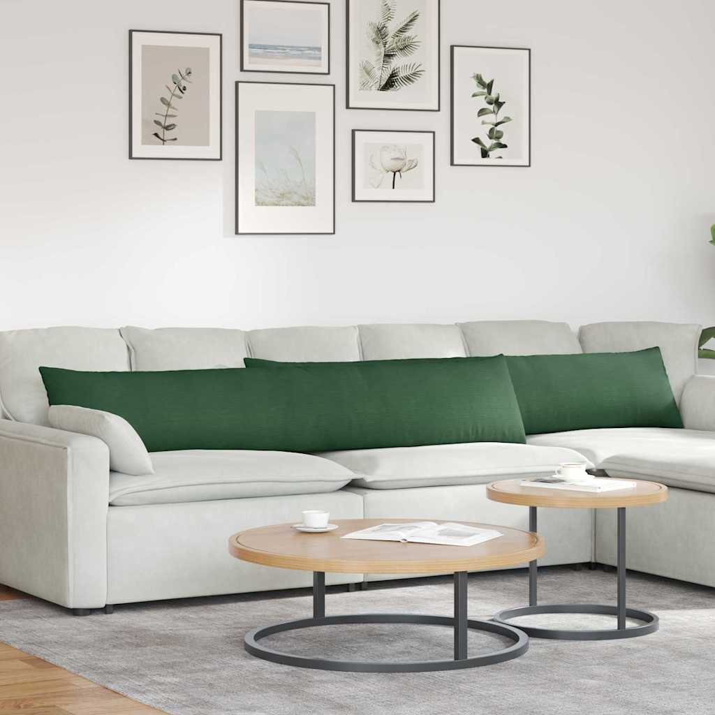 Sofakuddar 2 st Mörkgrön 200 x 40 cm Kordread tyg