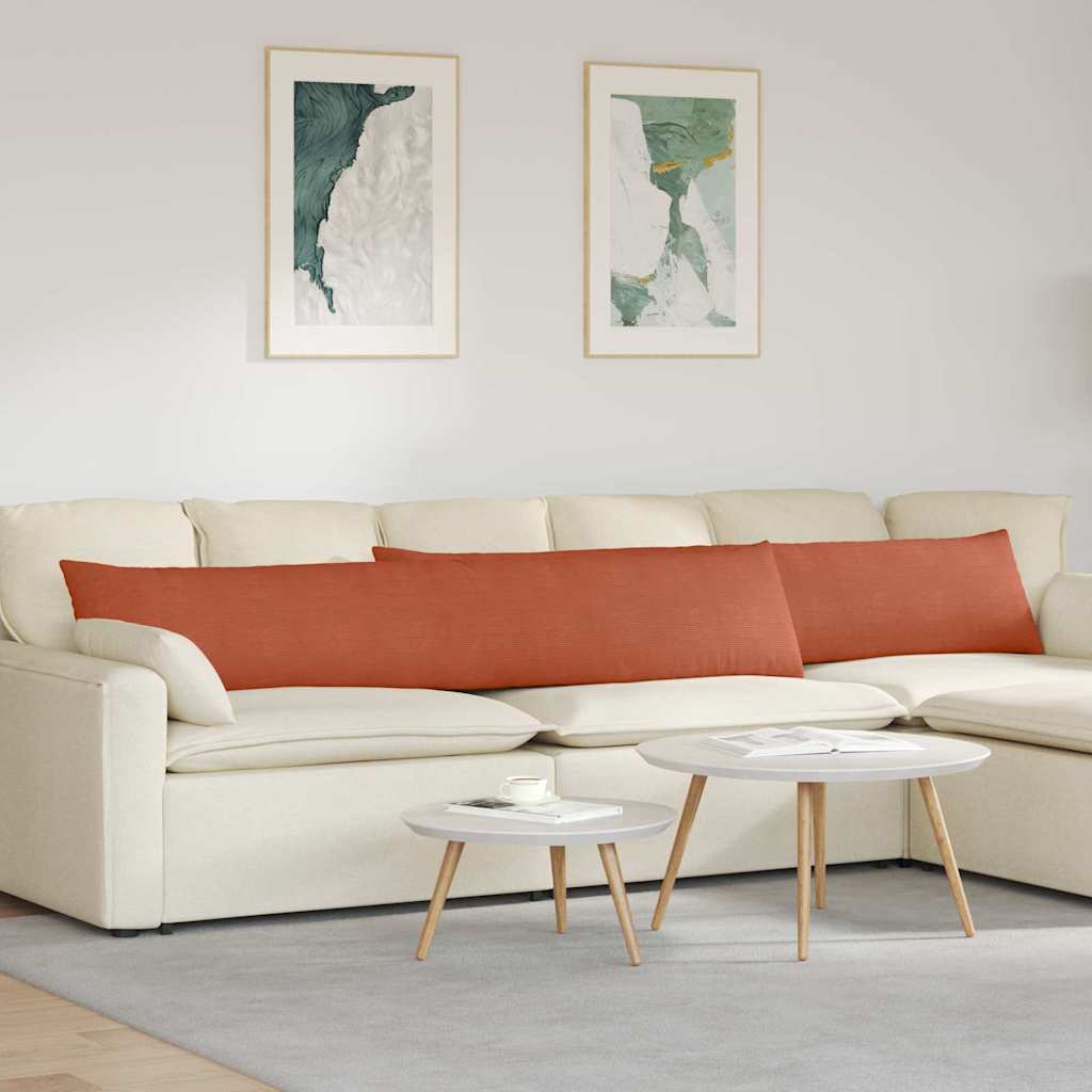 Sofakuddar 2 pcs Röd orange 200 x 40 cm Kordread tyg