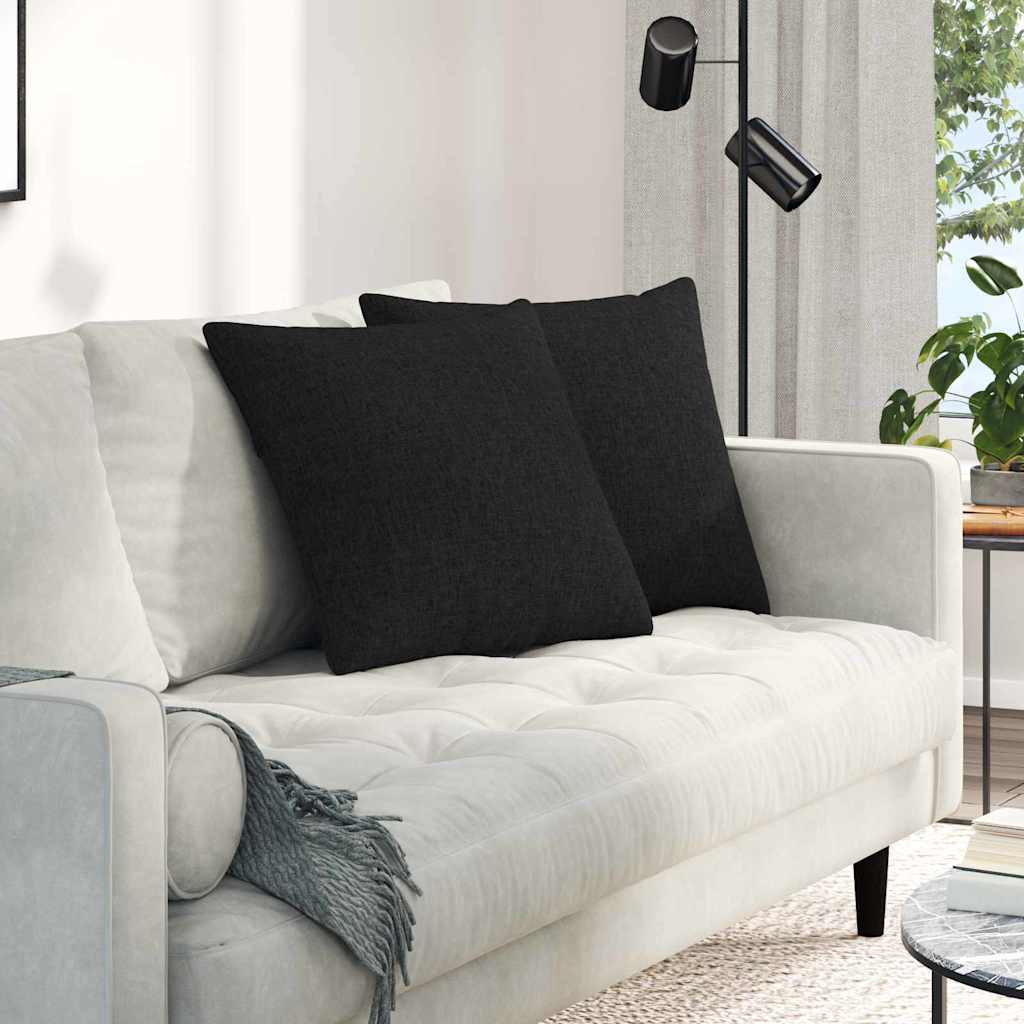 Sofakuddar 2 st tyg Svart 50 x 50 cm