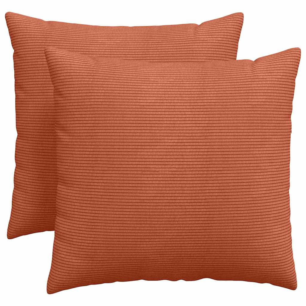 Sofakuddar 2 st Röd orange 50 x 50 cm Kordread tyg
