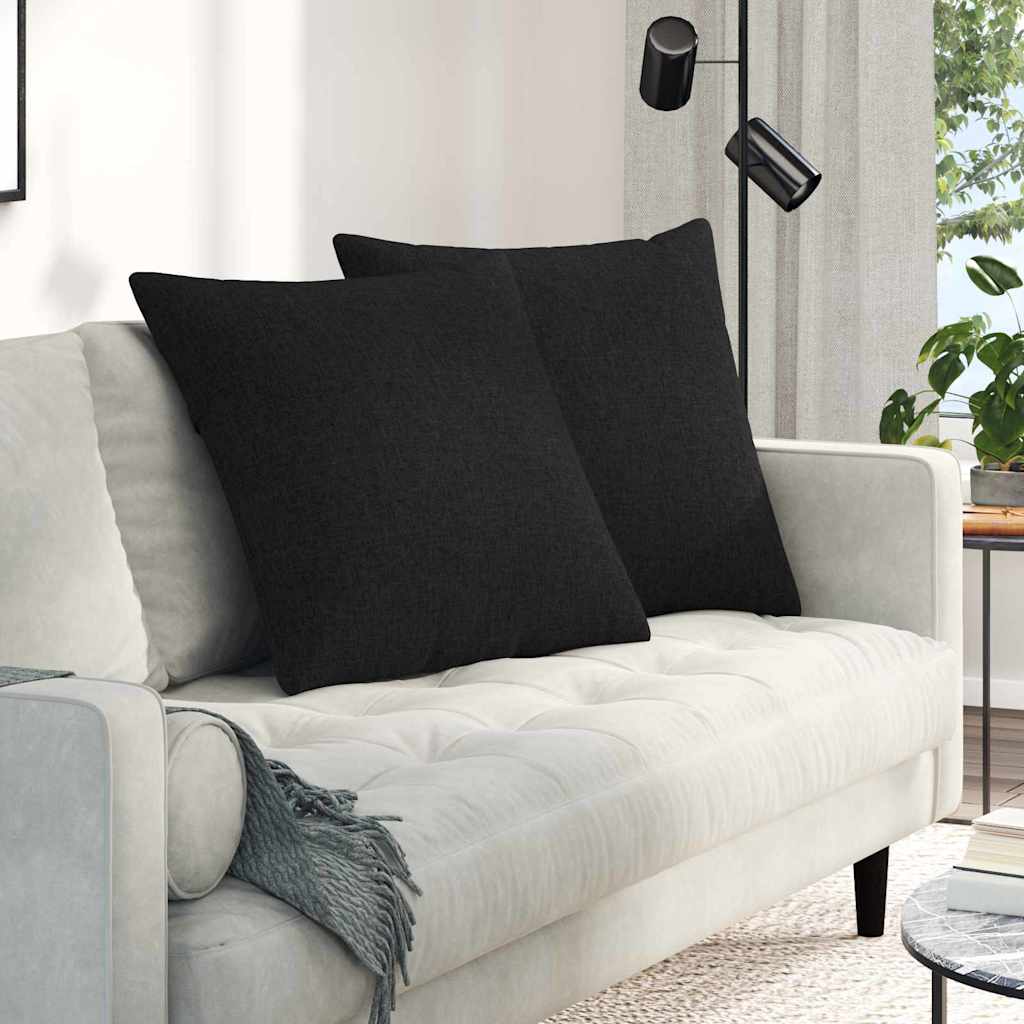 Sofakuddar 2 st tyg Svart 60 x 60 cm