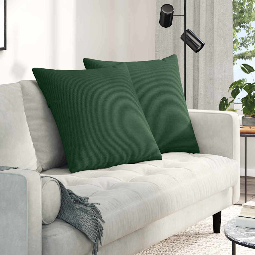 Sofakuddar 2 st Mörkgrön 80 x 80 cm Kordread tyg