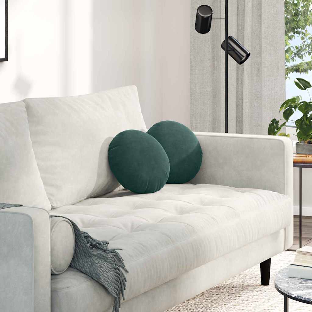 Sittkuddar 2 st Sammet Mörkgrön Ø30 x 13 cm