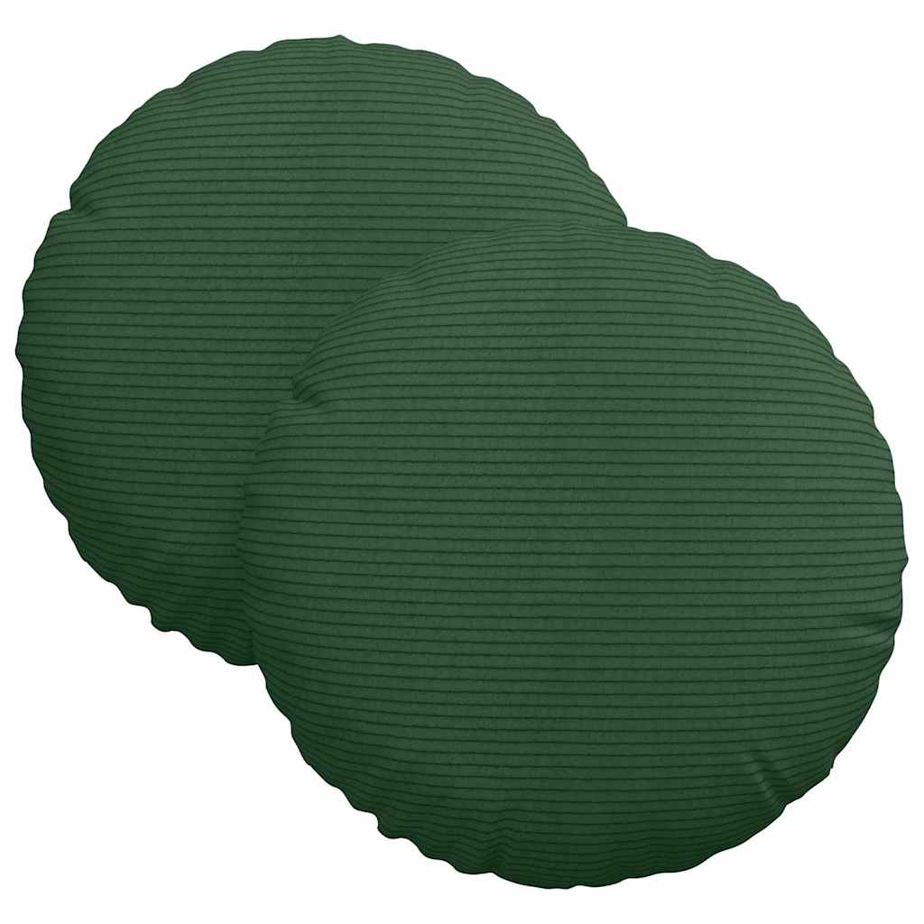 Sittkuddar 2 st Kordread tyg Mörkgrön Ø30 x 13 cm