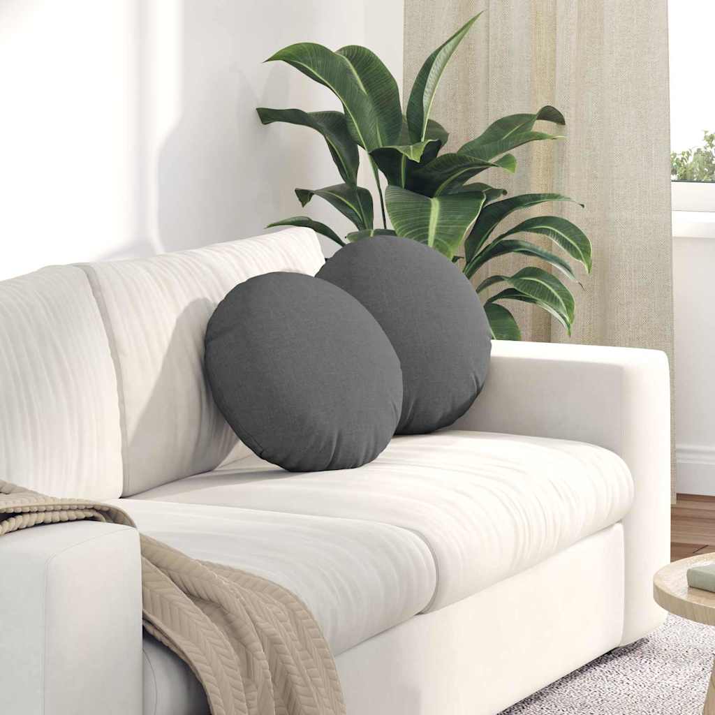 Sittkuddar 2 st Tyg Mörkgrå Ø40 x 13 cm