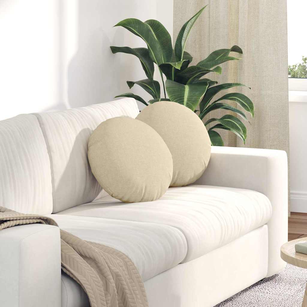 Sittkuddar 2 st Tyg Gräddvit Ø40 x 13 cm