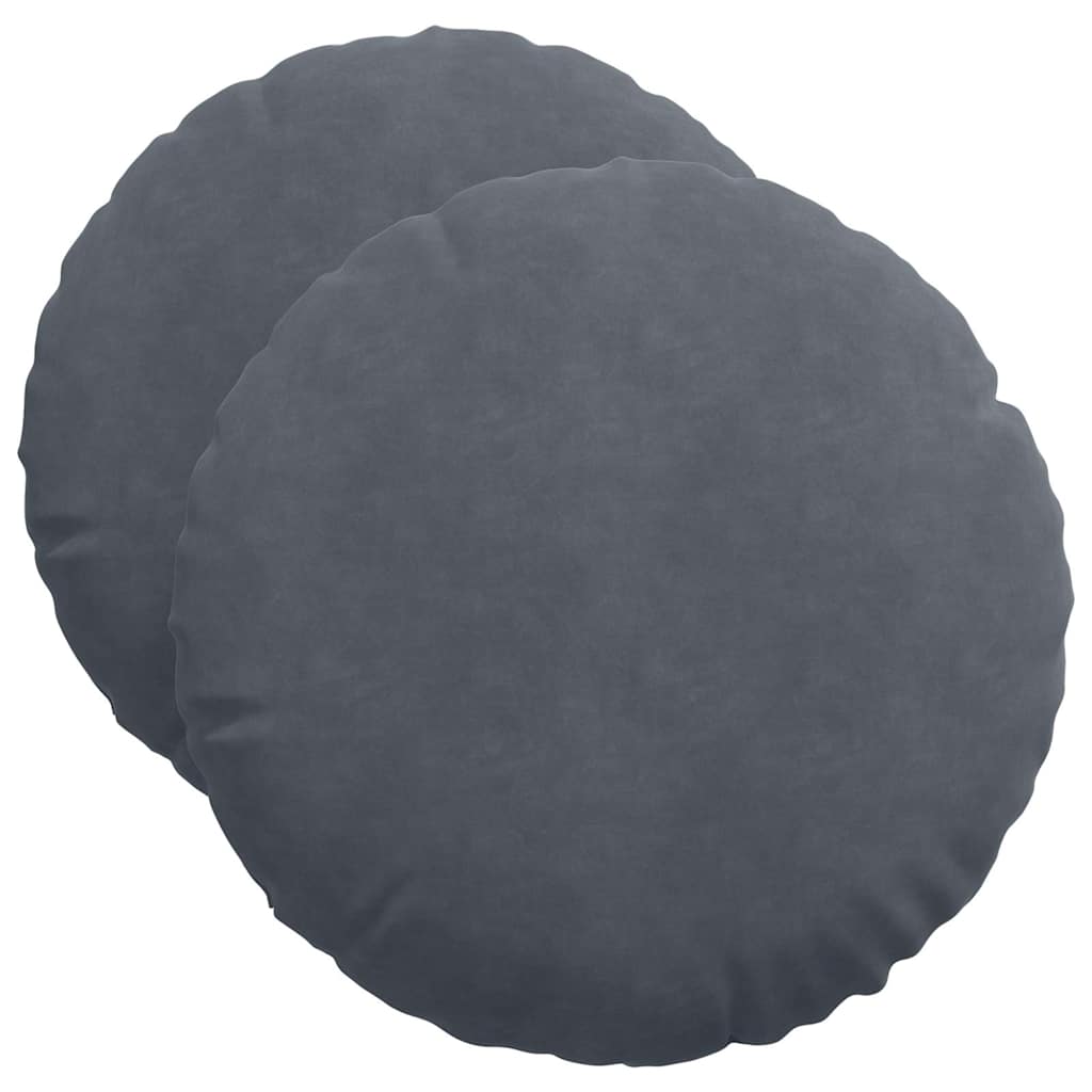 Sittkuddar 2 st Sammet Mörkgrå Ø50 x 19 cm