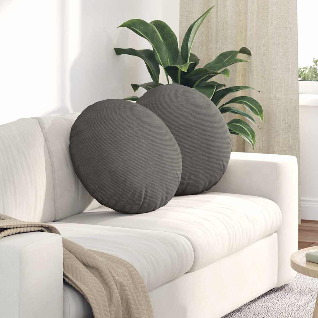 Sittkuddar 2 st Kordread tyg Ljusgrå Ø50 x 19 cm