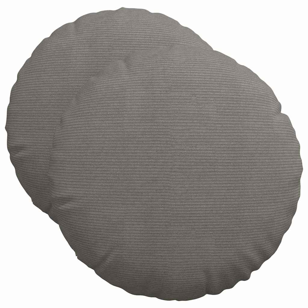 Sittkuddar 2 st Kordread tyg Ljusgrå Ø50 x 19 cm