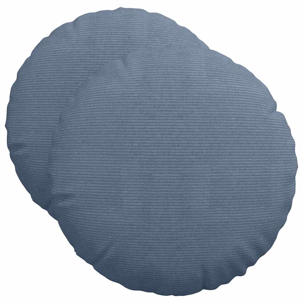 Sittkuddar 2 st Kordread tyg Blå Ø50 x 19 cm