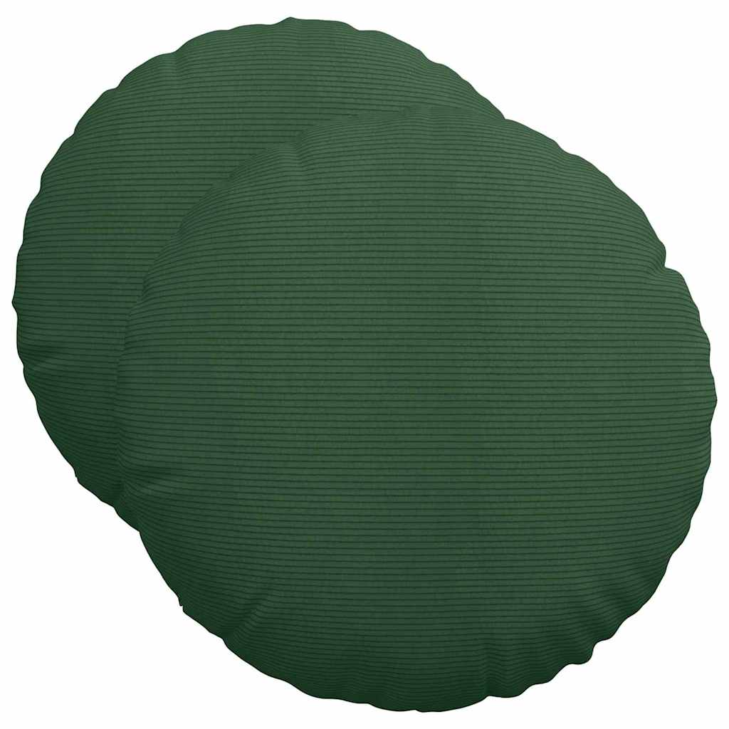 Sittkuddar 2 st Kordread tyg Mörkgrön Ø50 x 19 cm
