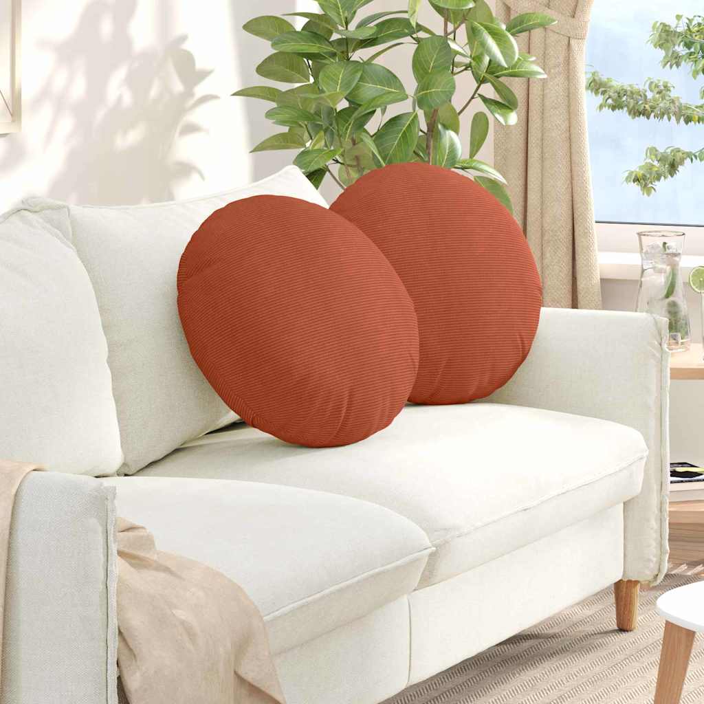 Sittkuddar 2 st Kordread tyg Röd orange Ø50 x 19 cm