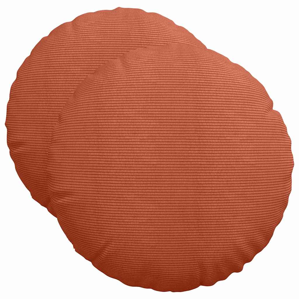 Sittkuddar 2 st Kordread tyg Röd orange Ø50 x 19 cm