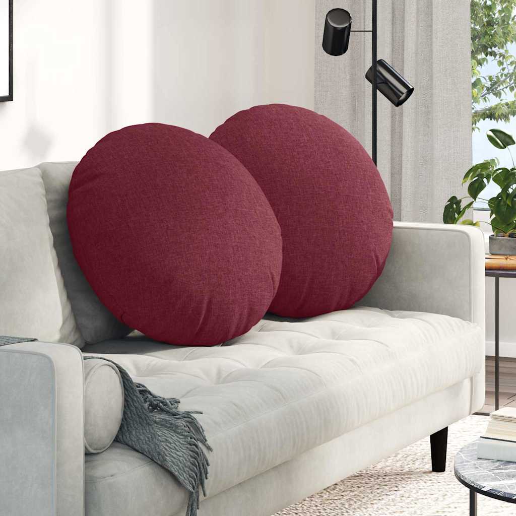 Sittkuddar 2 st Tyg Vinröd Ø60 x 21 cm