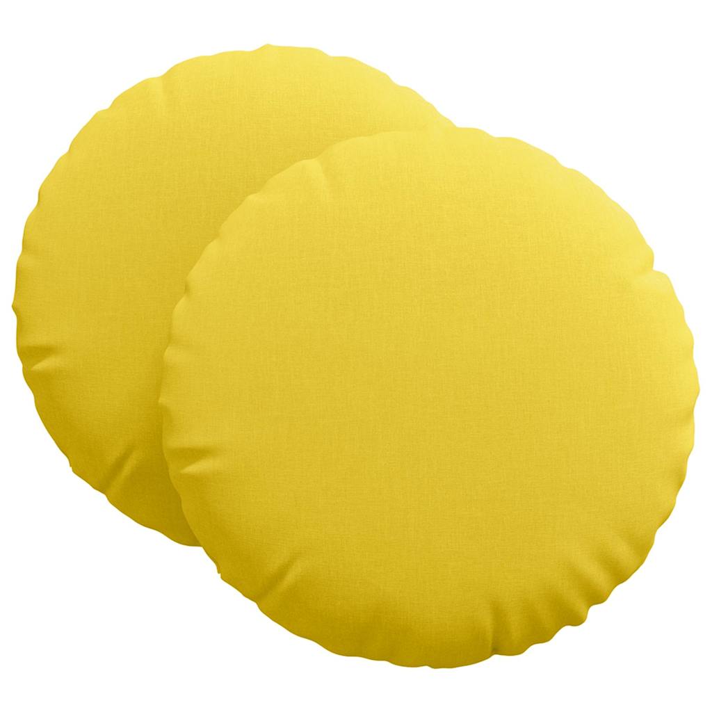 Sittkuddar 2 st Tyg Ljusgul Ø60 x 21 cm
