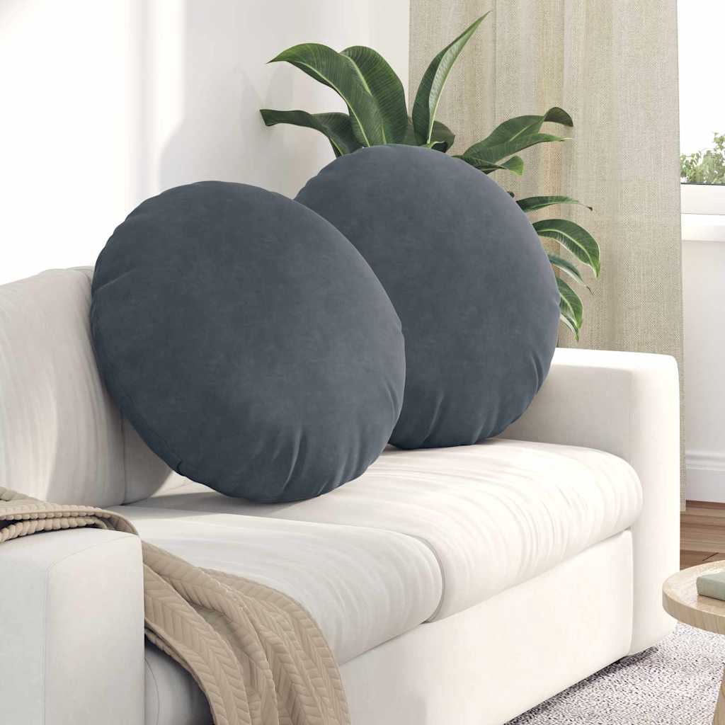 Sittkuddar 2 st Sammet Mörkgrå Ø60 x 21 cm