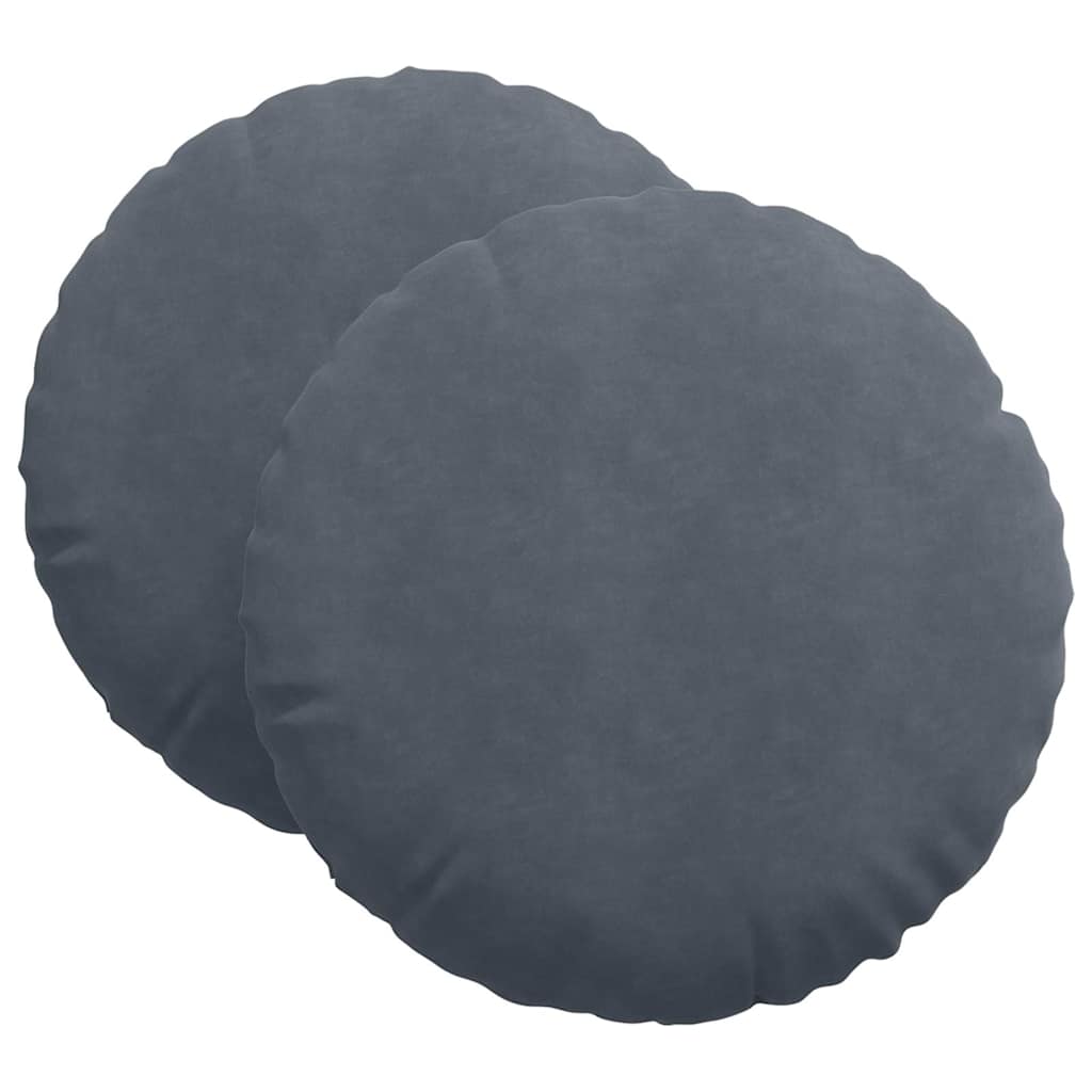 Sittkuddar 2 st Sammet Mörkgrå Ø60 x 21 cm