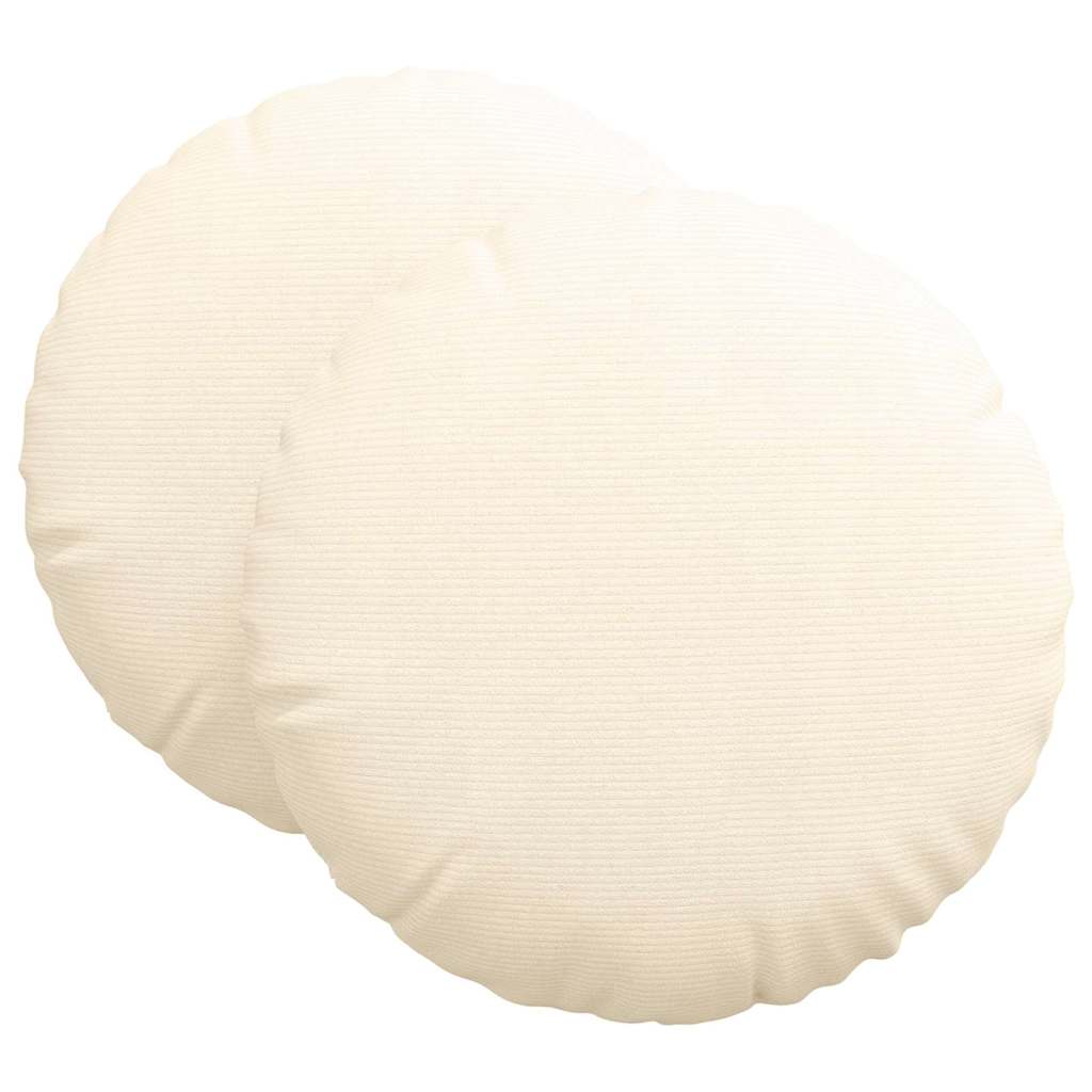 Sittkuddar 2 st Kordread tyg Kräm Ø60 x 21 cm