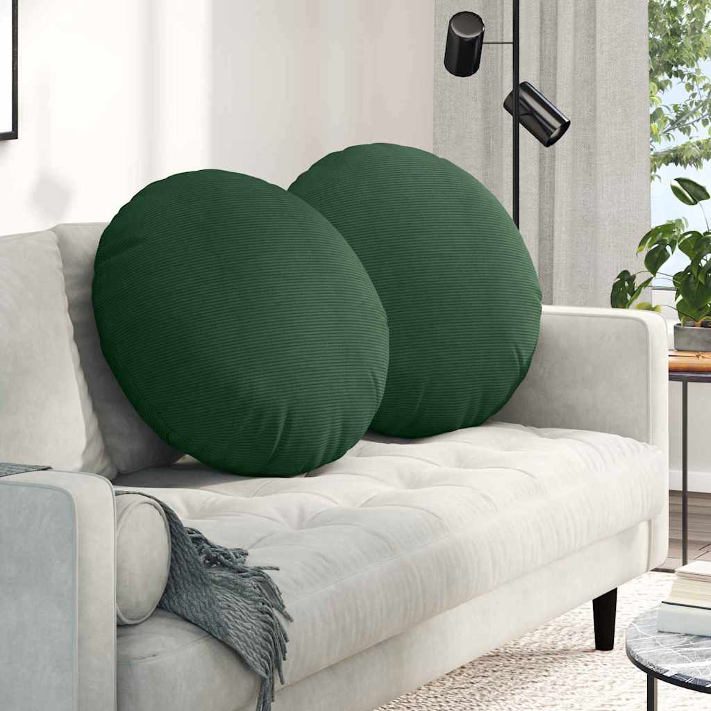 Sittkuddar 2 st Kordread tyg Mörkgrön Ø60 x 21 cm