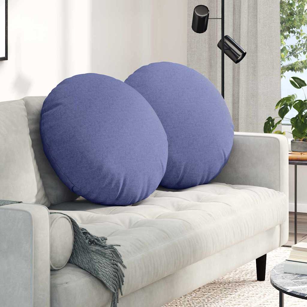 Sittkuddar 2 st Tyg Jeansblå Ø80 x 29 cm