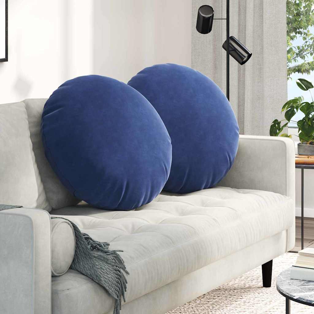 Sittkuddar 2 st Polisblå Ø 40 x 13 cm Sammet