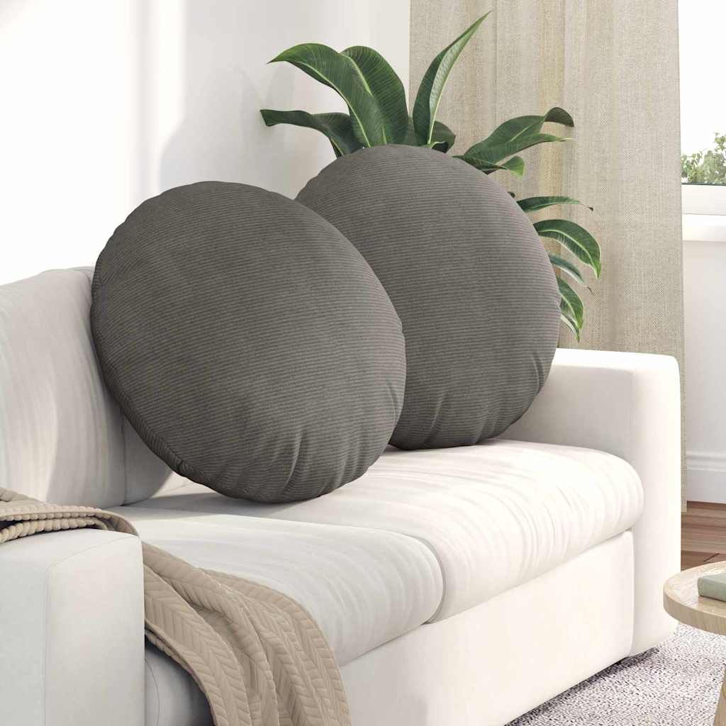 Sittkuddar 2 st Kordread tyg Ljusgrå Ø 80 cm