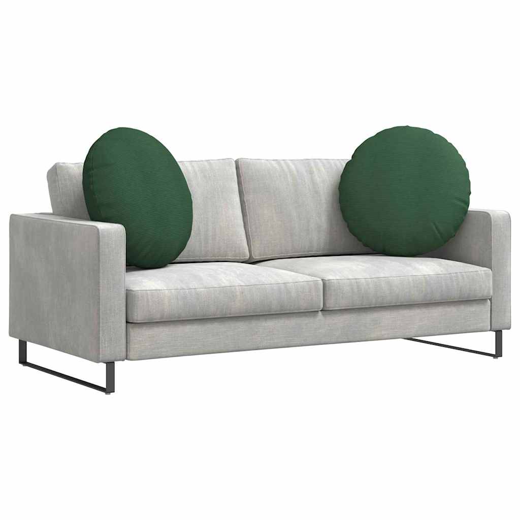 Sittkuddar 2 st Kordread tyg Mörkgrön Ø 80 cm