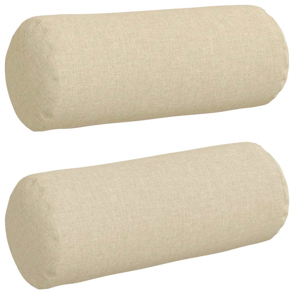 Bolsterkuddar 2 st tyg Kräm Ø 15 x 40 cm