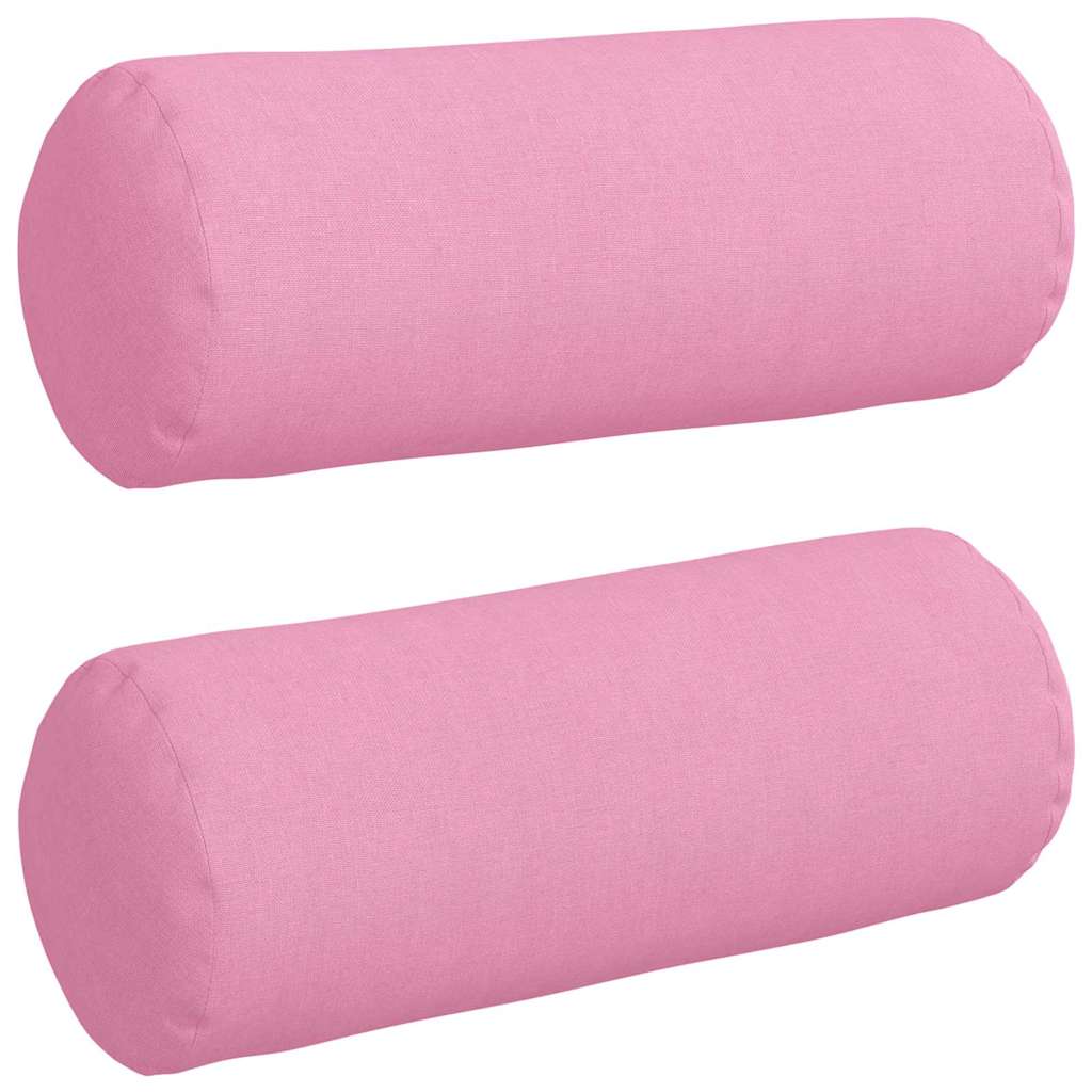 Bolsterkuddar 2 st tyg Rosa Ø 15 x 40 cm