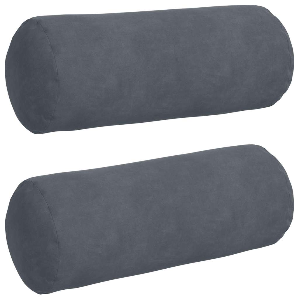 Bolsterkuddar 2 st Mörkgrå Ø 15 x 40 cm Kordread tyg