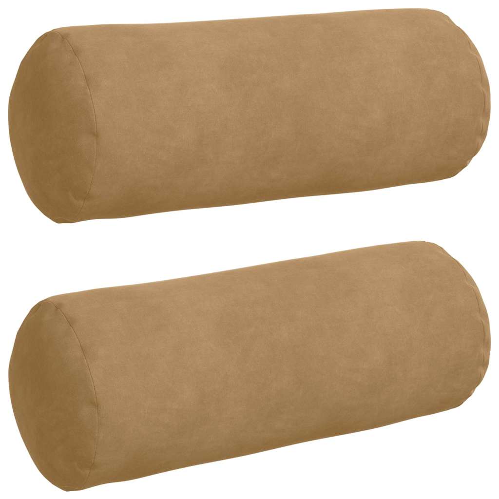 Bolsterkuddar 2 st Brun Ø 15 x 40 cm Kordread tyg