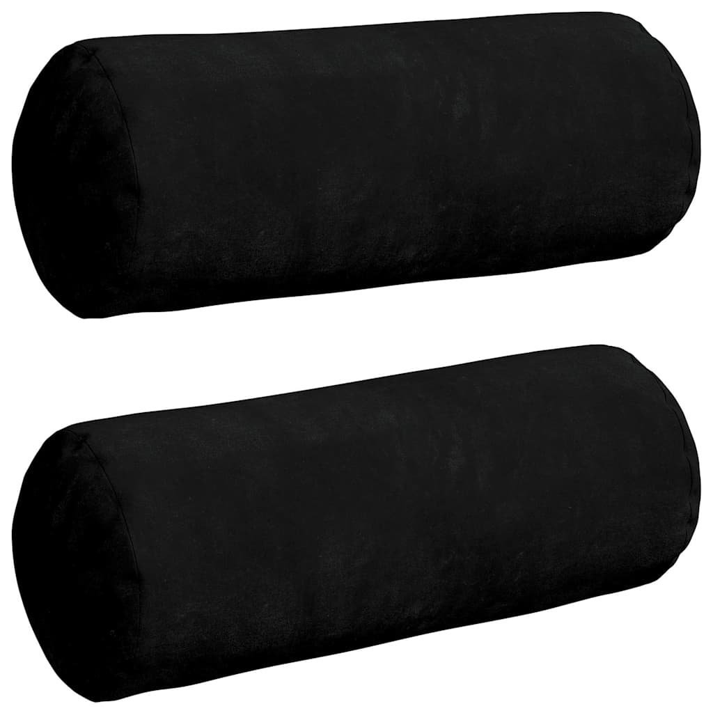 Bolsterkuddar 2 st Svart Ø 15 x 40 cm Mikrofiber Tyg