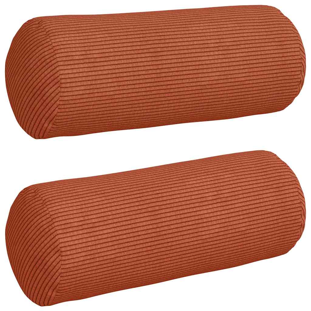 Bolsterkuddar 2 st Röd orange Ø 15 x 40 cm Kordread tyg