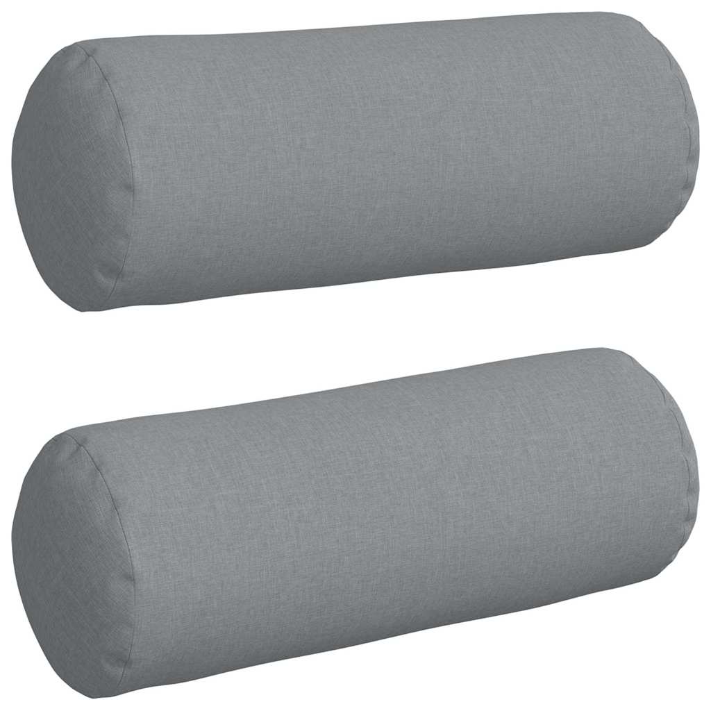 Bolsterkuddar 2 st tyg Ljusgrå Ø 25 x 70 cm