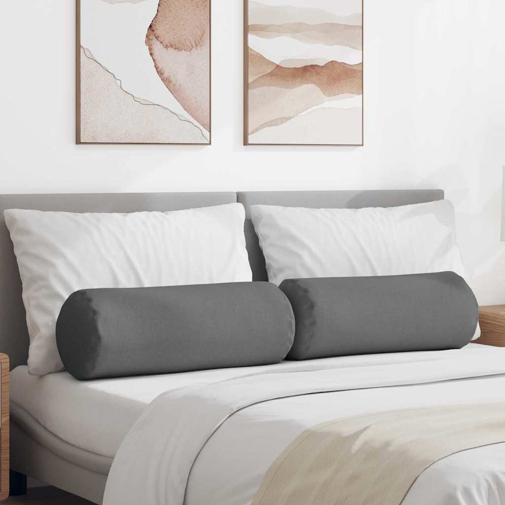 Bolsterkuddar 2 st tyg Mörkgrå Ø 25 x 70 cm