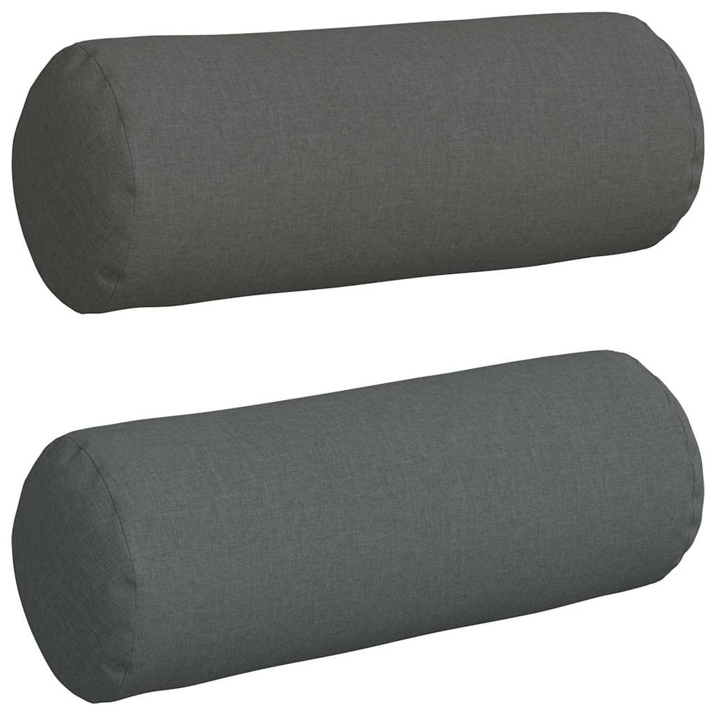 Bolsterkuddar 2 st tyg Mörkgrå Ø 25 x 70 cm