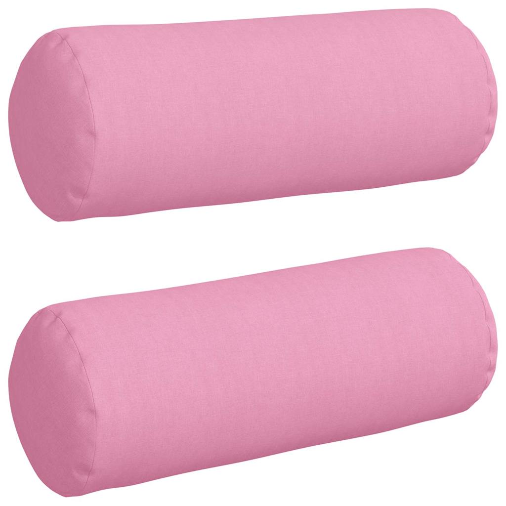 Bolsterkuddar 2 st tyg Rosa Ø 25 x 70 cm