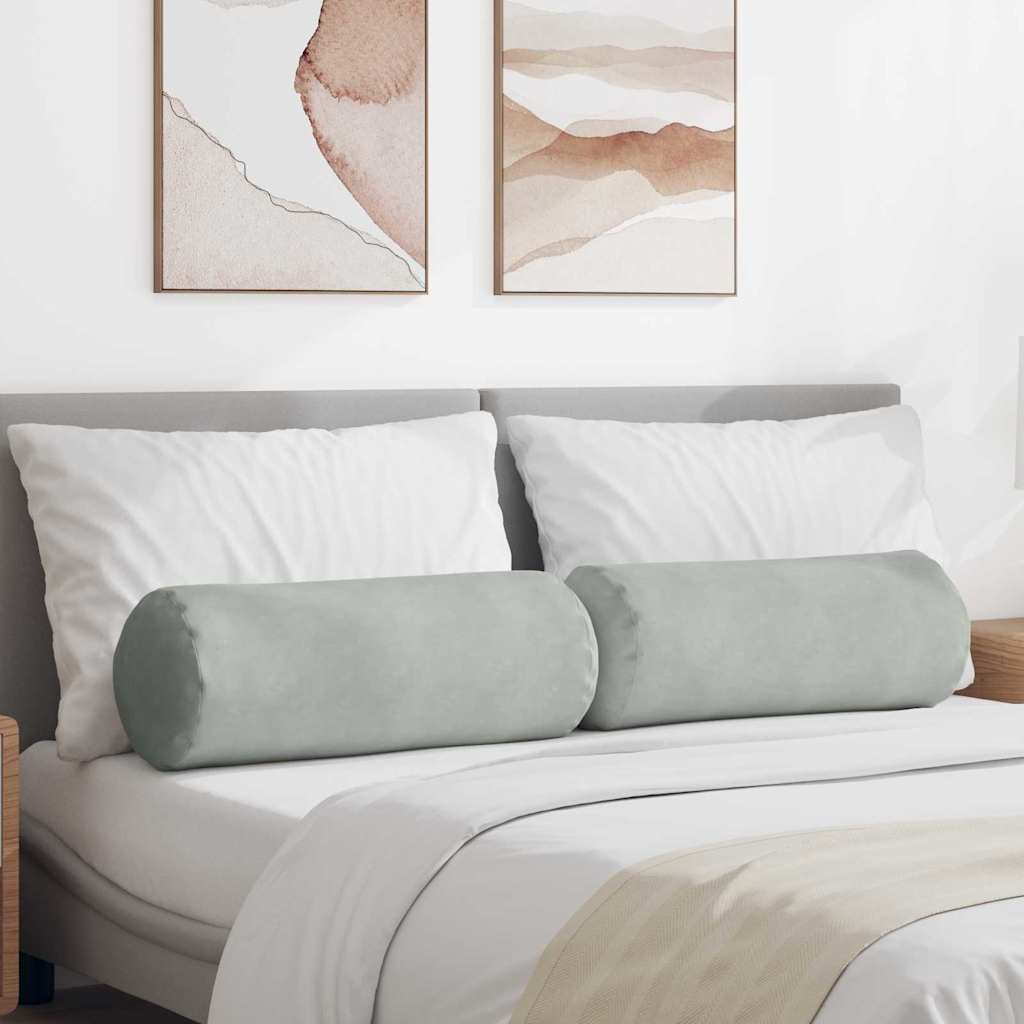 Bolsterkuddar 2 st Ljusgrå Ø 25 x 70 cm Kordread tyg