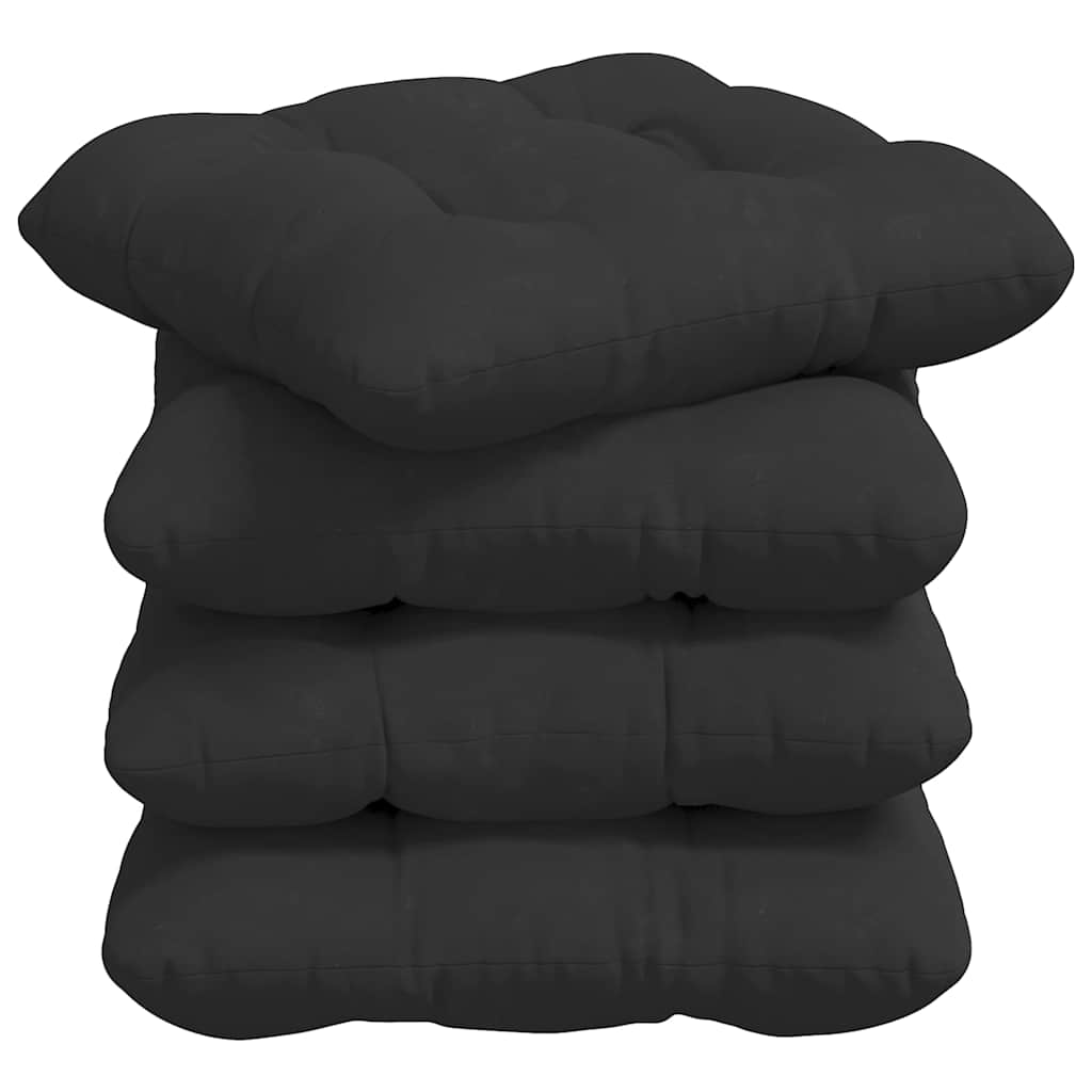 Sittkuddar 4 st Mikrofiber Tyg Svart 45 x 45 cm