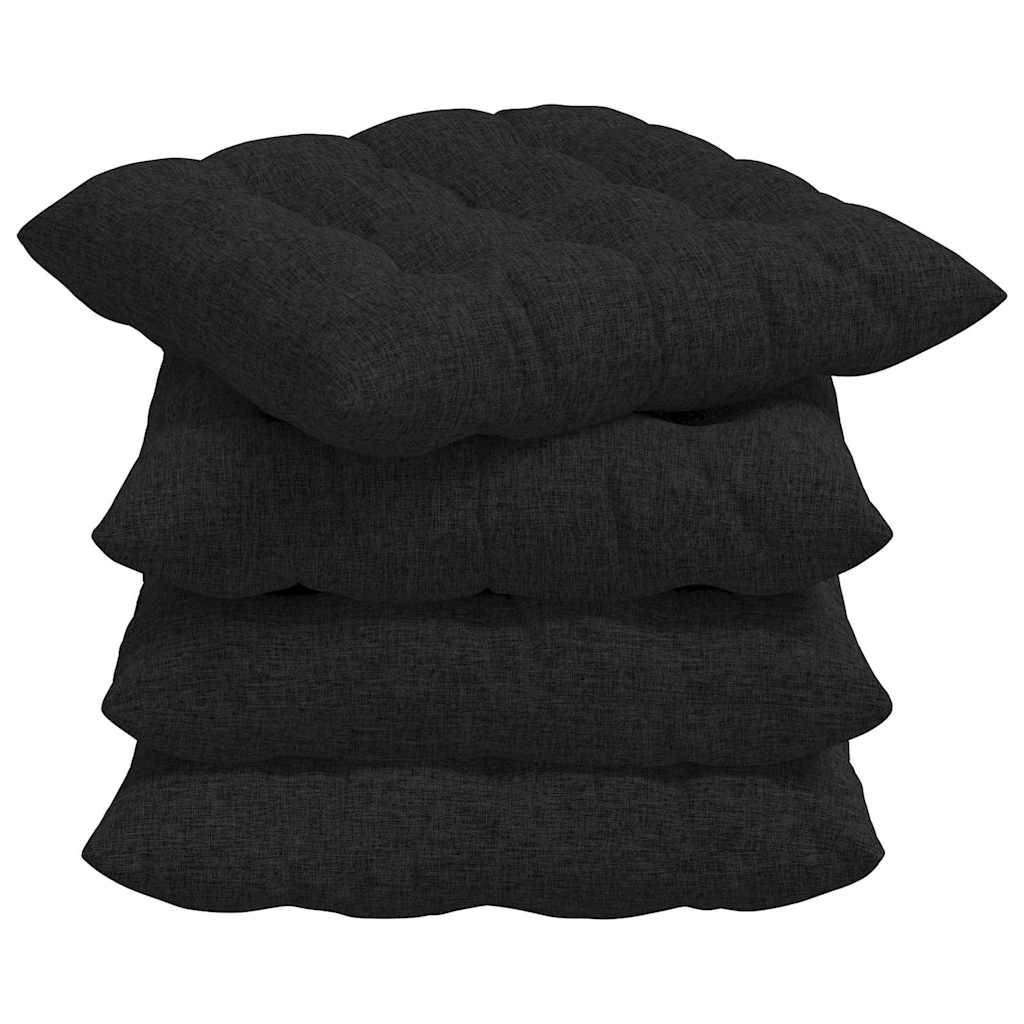 Sittkuddar 4 st Tyg Svart 40 x 40 x 6 cm