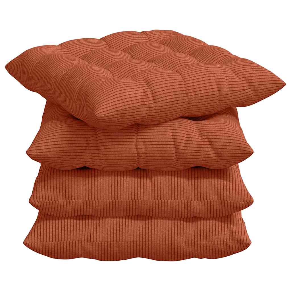Sittkuddar 4 st Kordread tyg Röd orange 40 x 40 x 6 cm