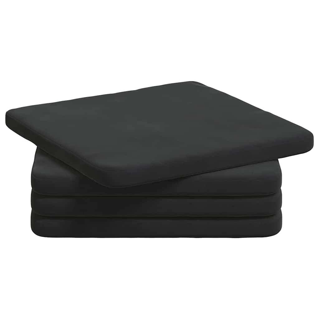 Sittkuddar 4 st Sammet Svart 40 x 40 x 3 cm