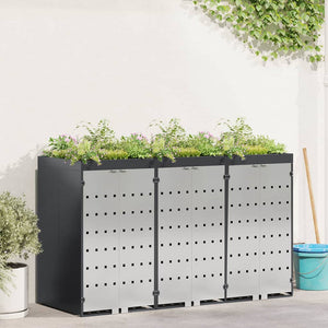 Förvaring för 3 soptunnor Antracit 340 x 77,5 x 115,5 cm Stål