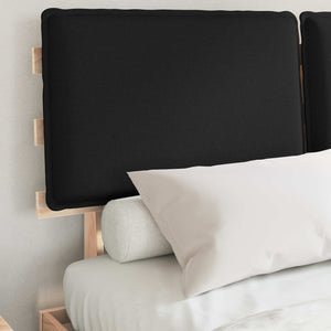 Sängram med Klädd Huvudgavel Svart 150 x 200 cm Massiv furu