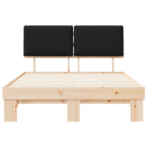 Sängram med Klädd Huvudgavel Svart 150 x 200 cm Massiv furu