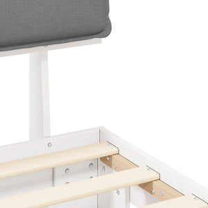 Sängram med Klädd Huvudgavel Ljusgrå 150 x 200 cm Massiv furu