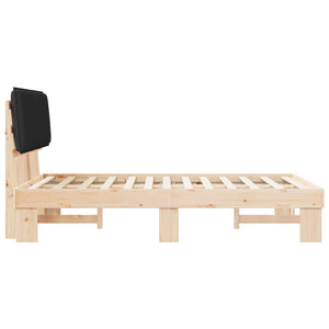 Sängram med Klädd Huvudgavel Svart 120 x 200 cm Massiv furu
